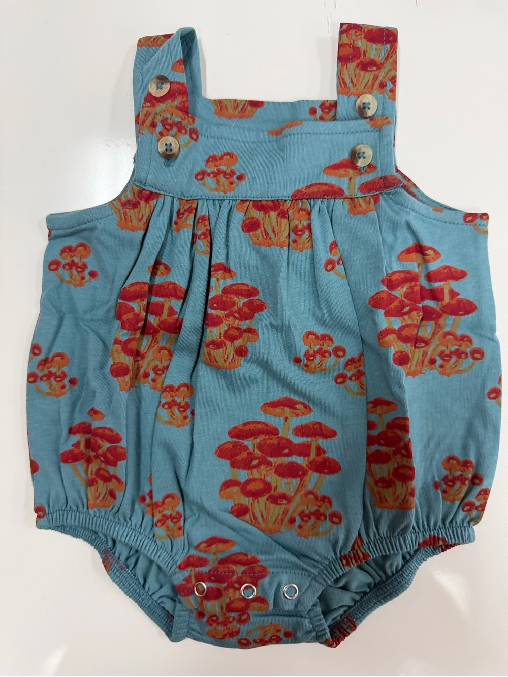 Kate Quinn Red Mushroom Print Baby Romper - Kids 3-6 m